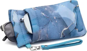 Face Shadow Double Glasses Case Soft Eyeglass Case For Women Men Squeeze Top Sunglasses Case With Cleaning Cloth