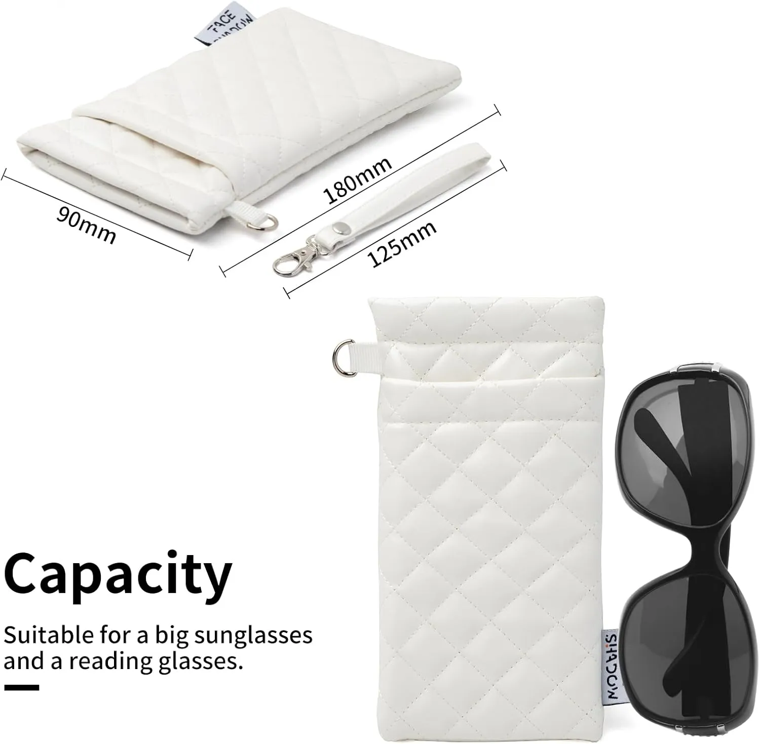 Face Shadow Double Glasses Case Soft Eyeglass Case For Women Men Squeeze Top Sunglasses Case With Cleaning Cloth