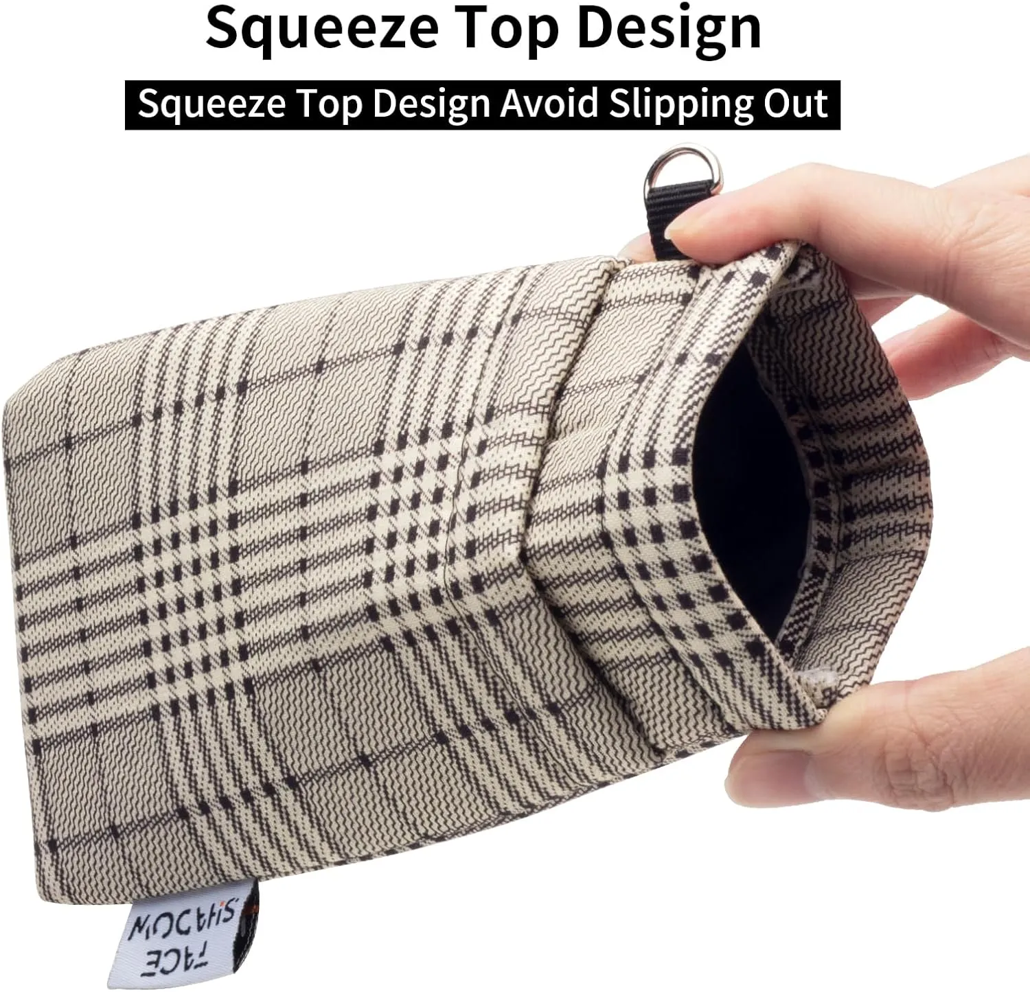 Face Shadow Double Glasses Case Soft Eyeglass Case For Women Men Squeeze Top Sunglasses Case With Cleaning Cloth