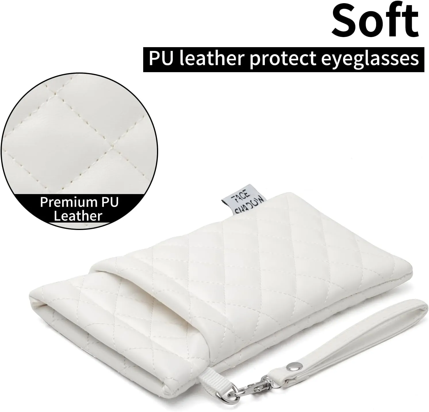 Face Shadow Double Glasses Case Soft Eyeglass Case For Women Men Squeeze Top Sunglasses Case With Cleaning Cloth