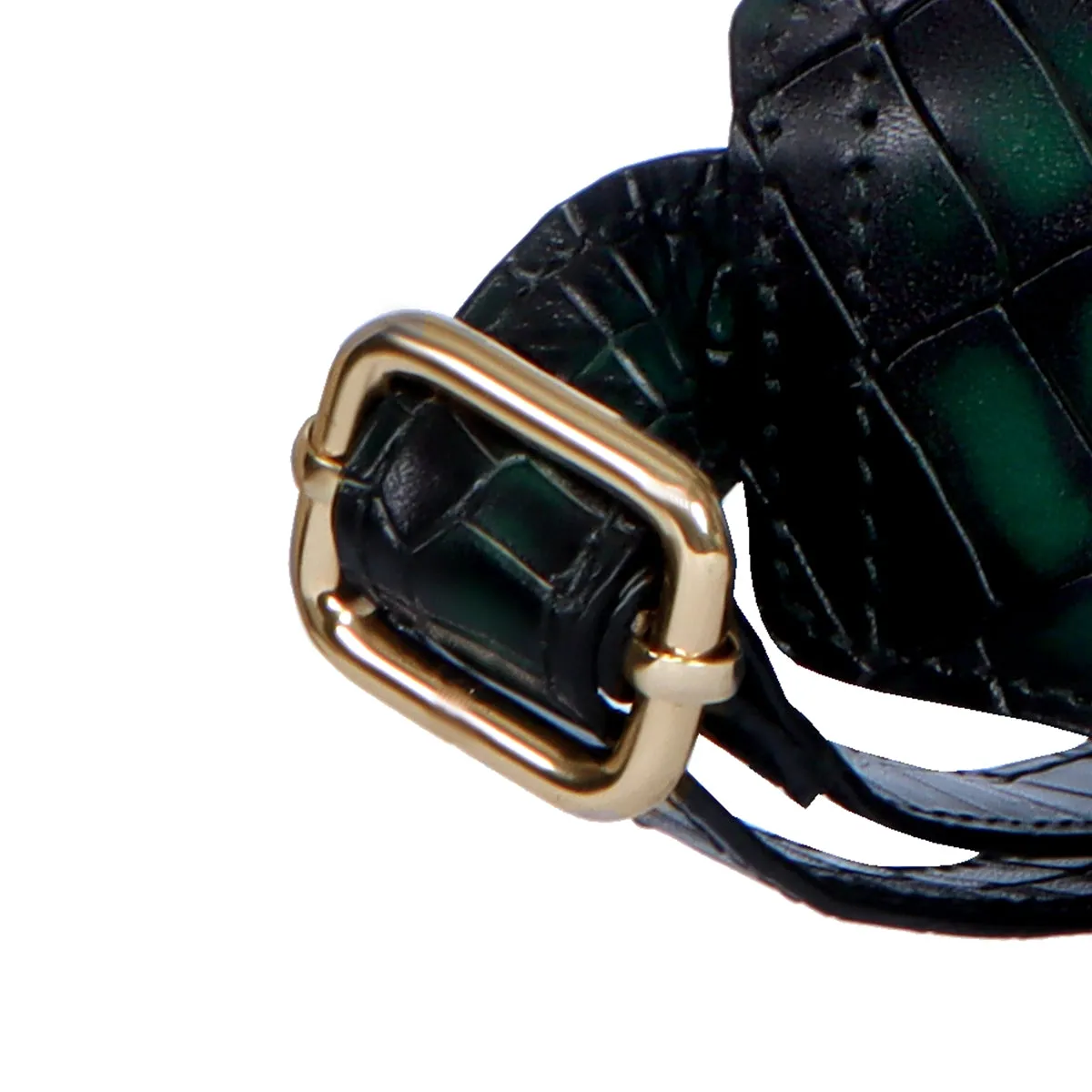 Fanny Pack In Green Croco Texture Leather