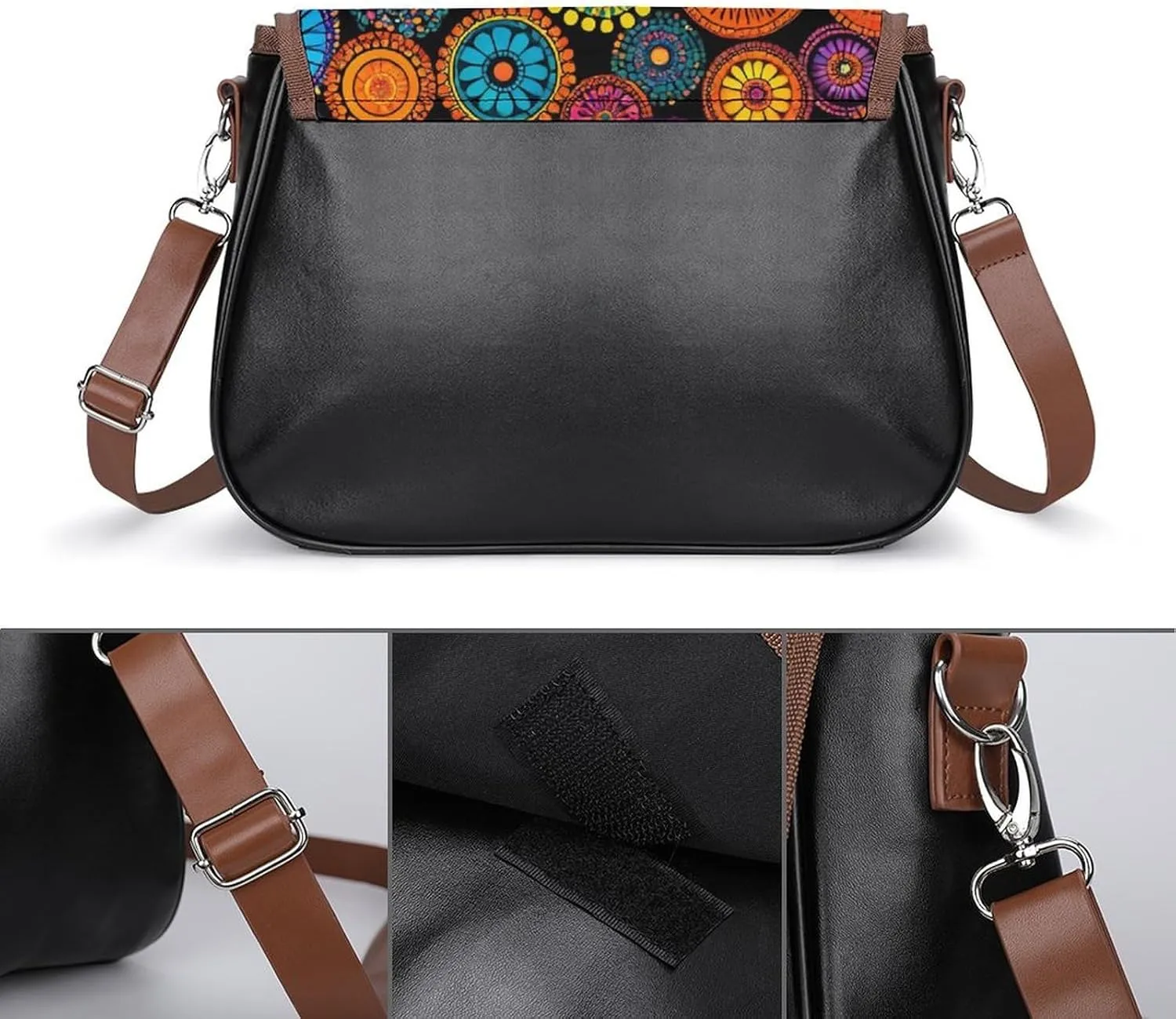 Fashion Crossbody Bag Vintage Leather Shoulder Purse With Adjustable Strap