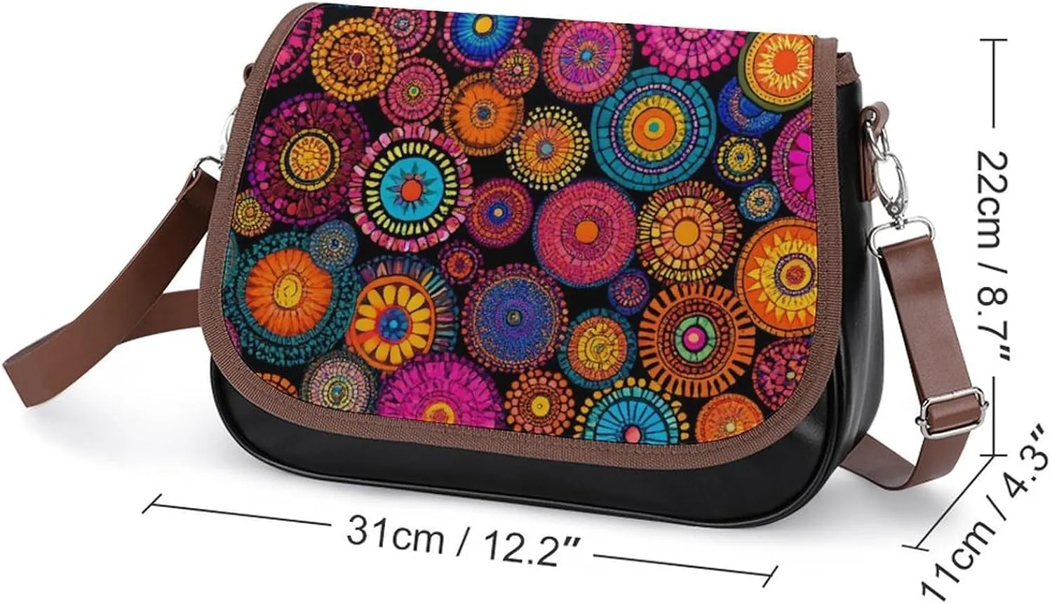 Fashion Crossbody Bag Vintage Leather Shoulder Purse With Adjustable Strap