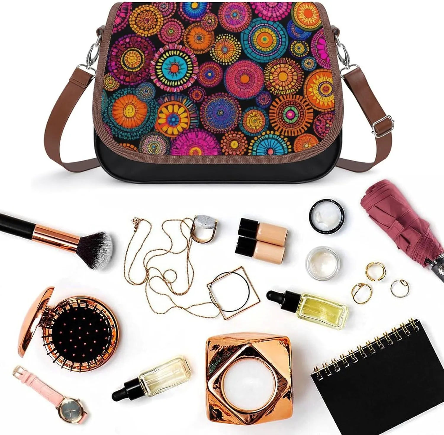 Fashion Crossbody Bag Vintage Leather Shoulder Purse With Adjustable Strap