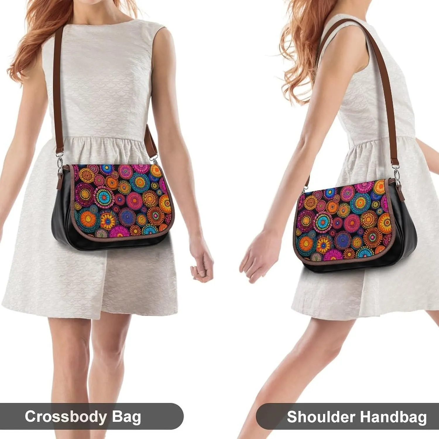 Fashion Crossbody Bag Vintage Leather Shoulder Purse With Adjustable Strap
