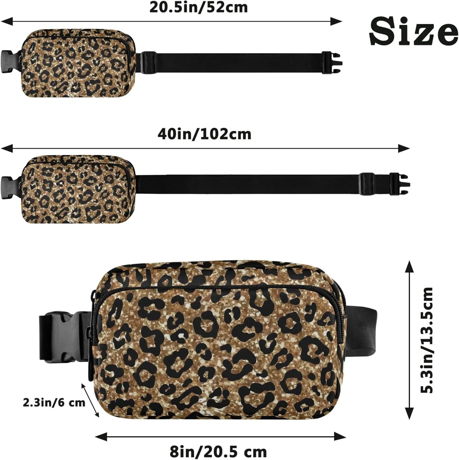 Fashion Gold Glitter Fanny Packs for Women Waterproof Anti Theft Belt Bag Cute Travel Waist Bag