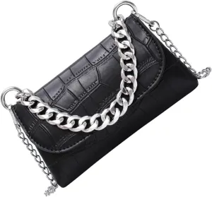 Fashionable Pouch Bag Small Handbag for Women Chain Shoulder Strap Brown Pattern