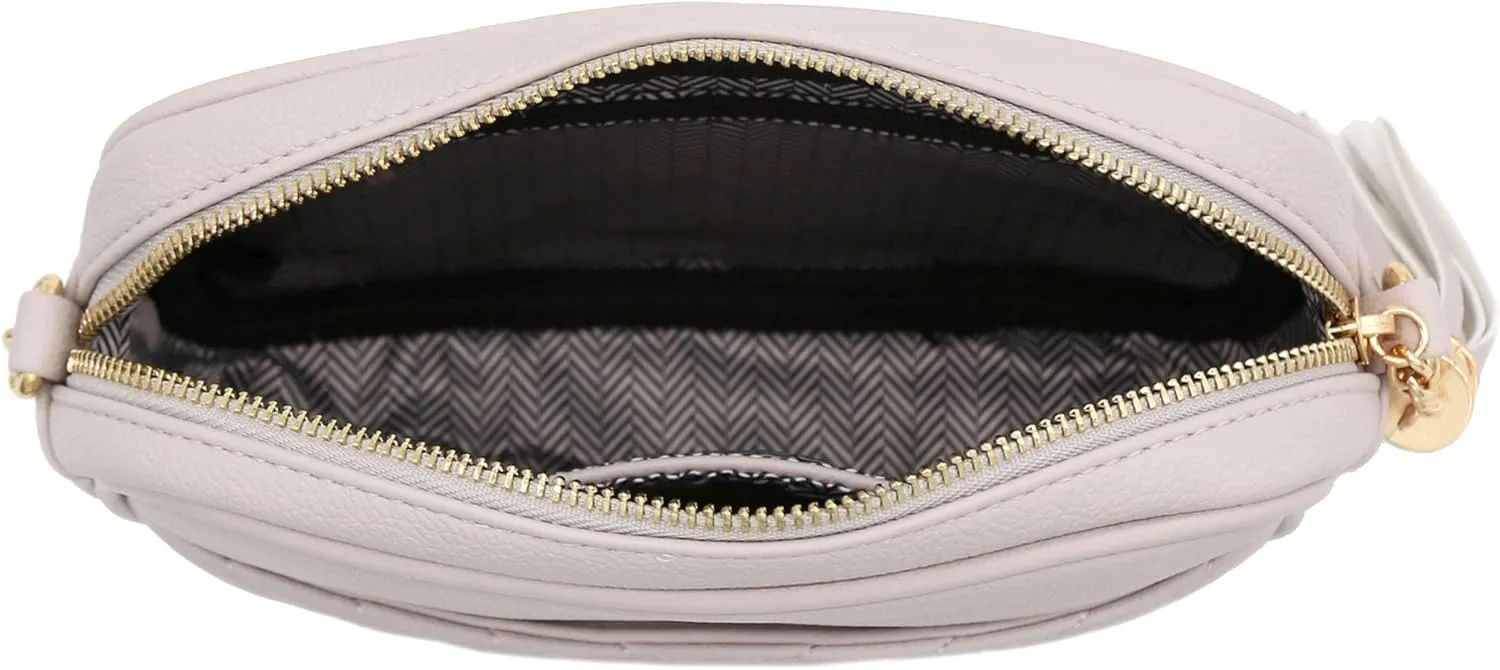 FashionPuzzle Chevron Quilted Crossbody Camera Bag with Chain Strap and Tassel