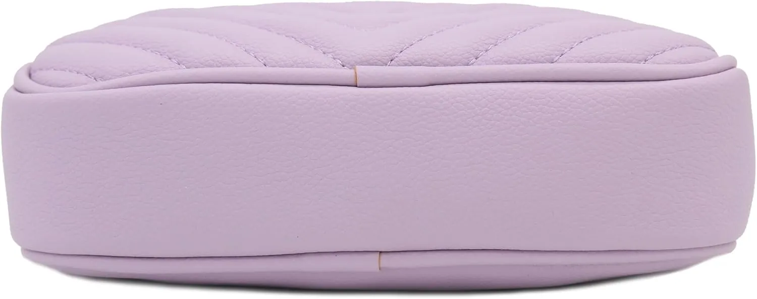 FashionPuzzle Chevron Quilted Crossbody Camera Bag with Chain Strap and Tassel