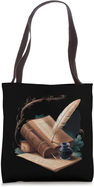 FEATHER QUILL & INK VINTAGE BOOK LITERATURE TEACHER Tote Bag