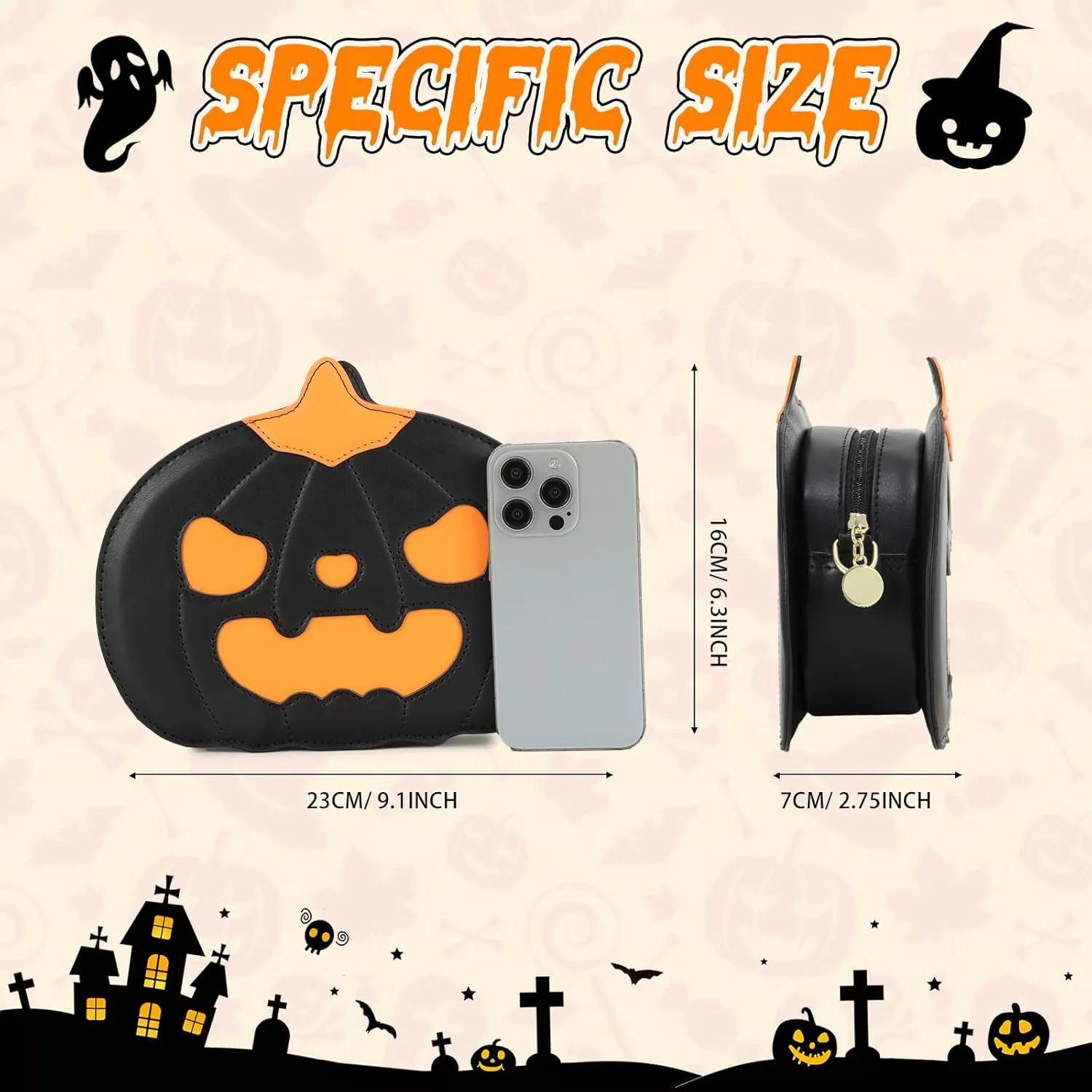 Fecialy Halloween Pumpkin Crossbody Bag Novelty Devil Shoulder Bag Horror Halloween Funny Purses