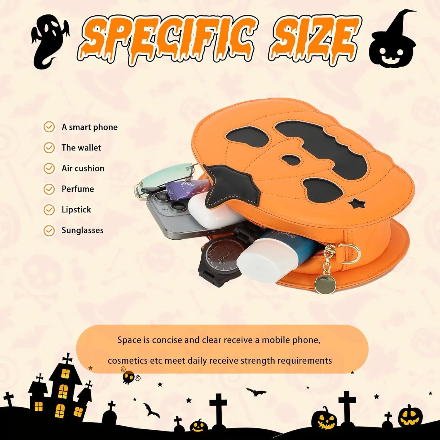 Fecialy Halloween Pumpkin Crossbody Bag Novelty Devil Shoulder Bag Horror Halloween Funny Purses
