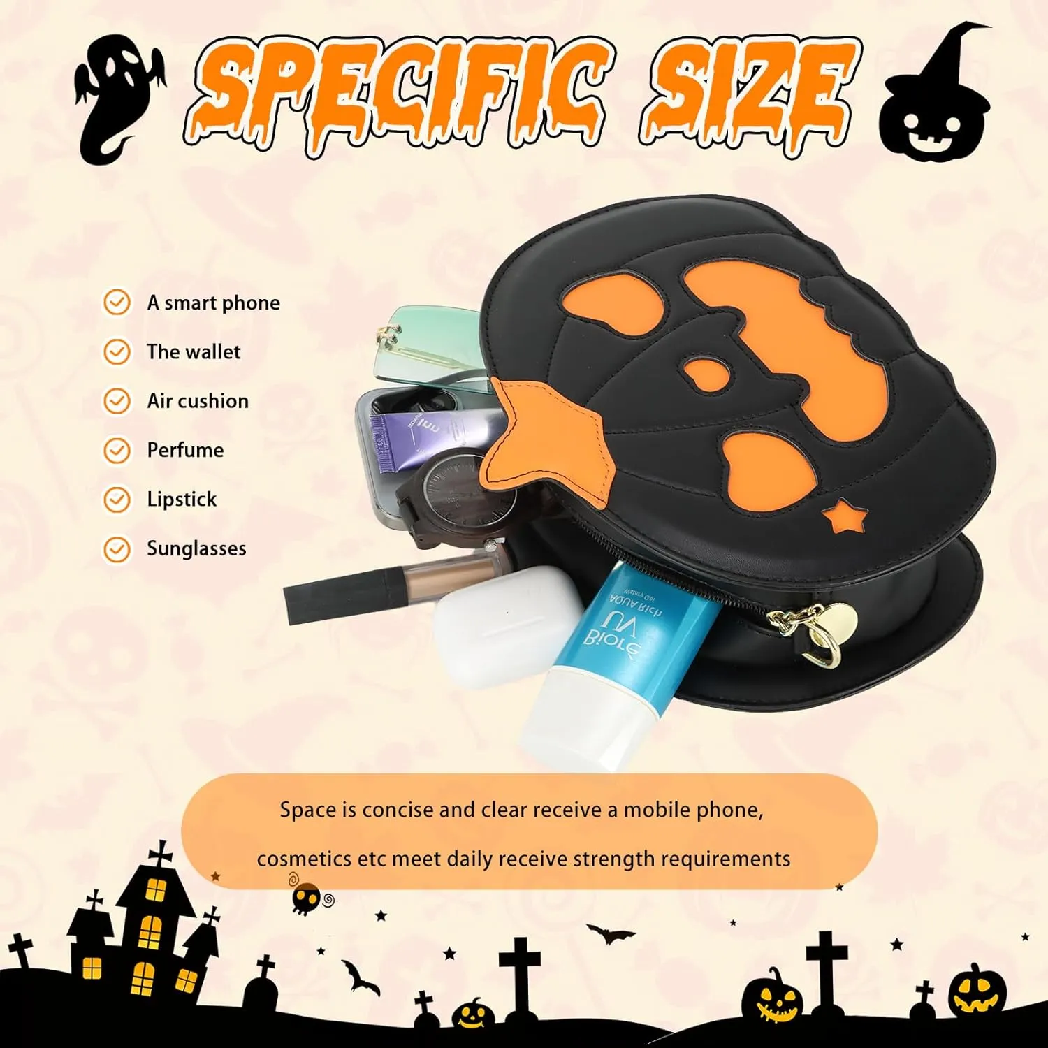Fecialy Halloween Pumpkin Crossbody Bag Novelty Devil Shoulder Bag Horror Halloween Funny Purses