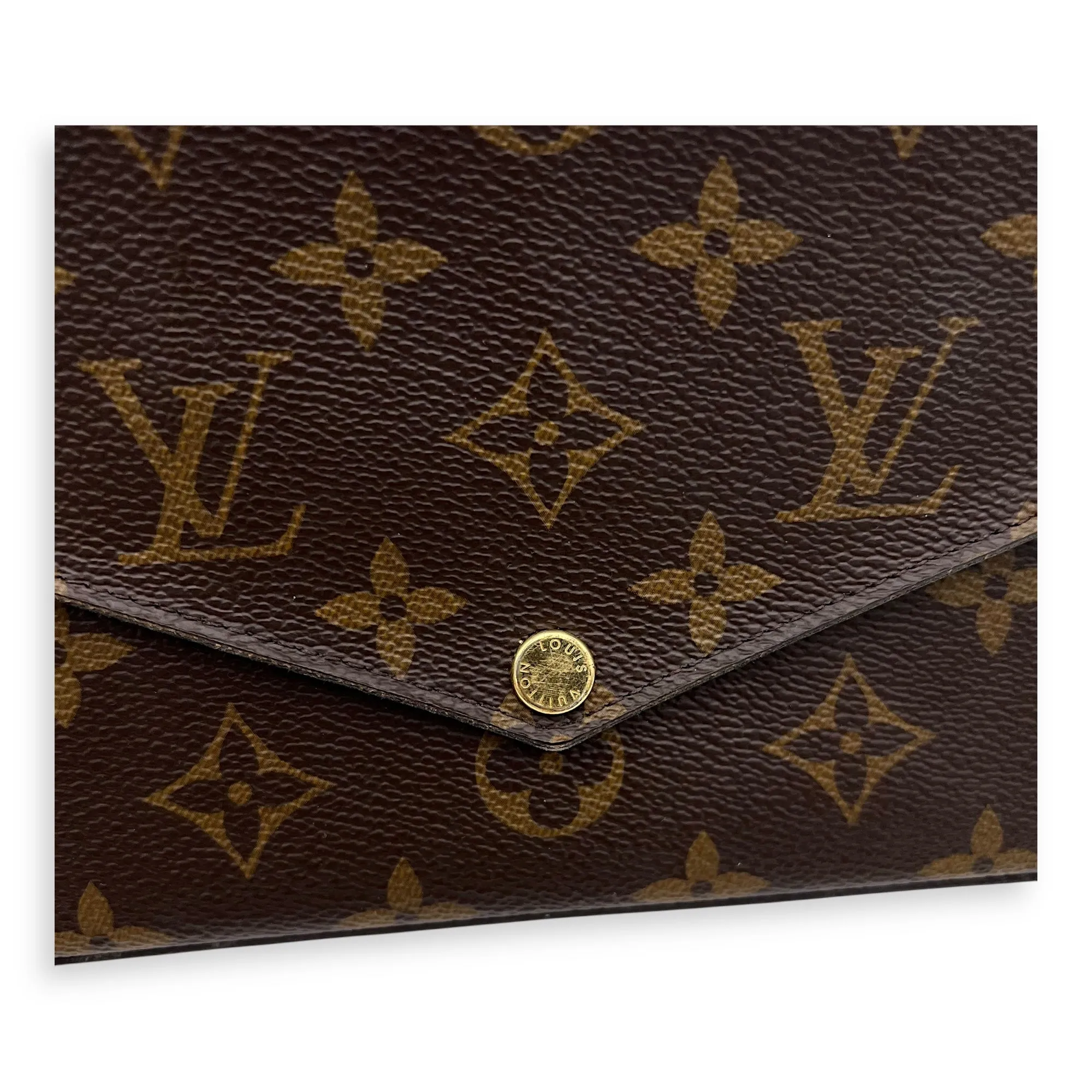 Felicie Crossbody Bag Brown in Monogram Coated Canvas, Gold hardware