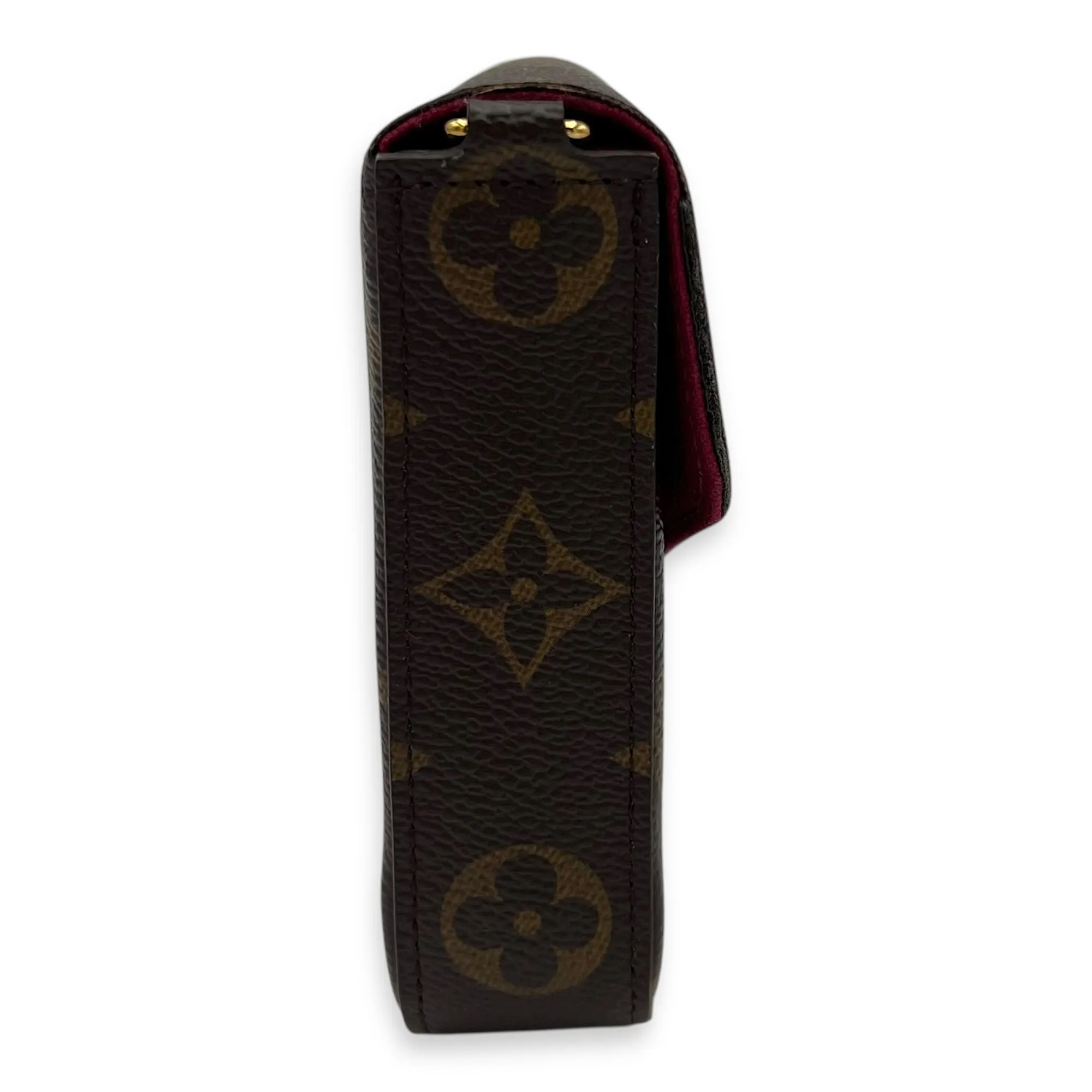 Felicie Crossbody Bag Brown in Monogram Coated Canvas, Gold hardware