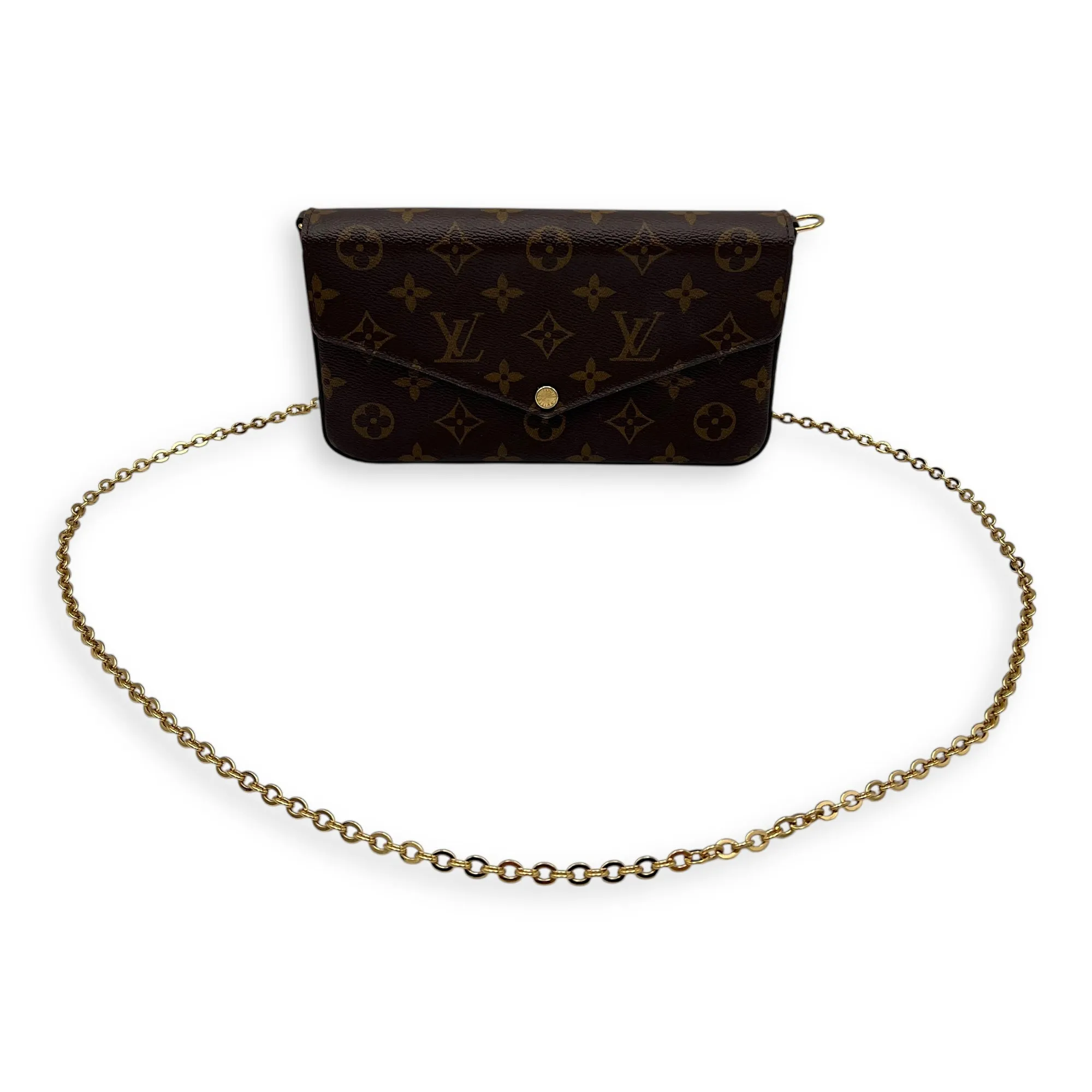 Felicie Crossbody Bag Brown in Monogram Coated Canvas, Gold hardware