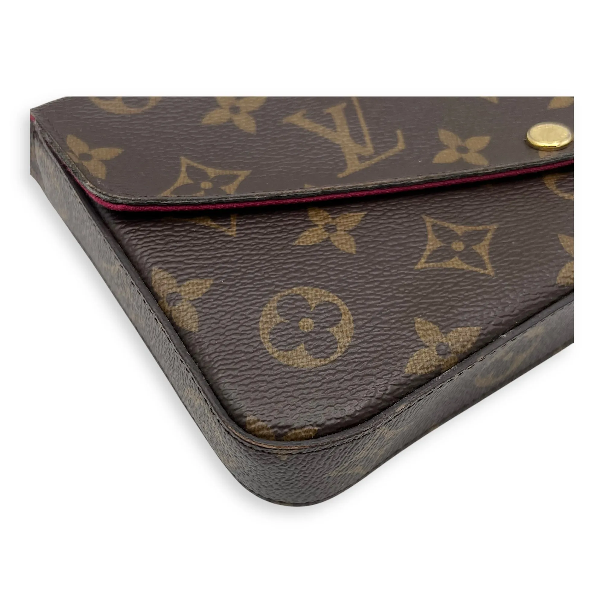 Felicie Crossbody Bag Brown in Monogram Coated Canvas, Gold hardware