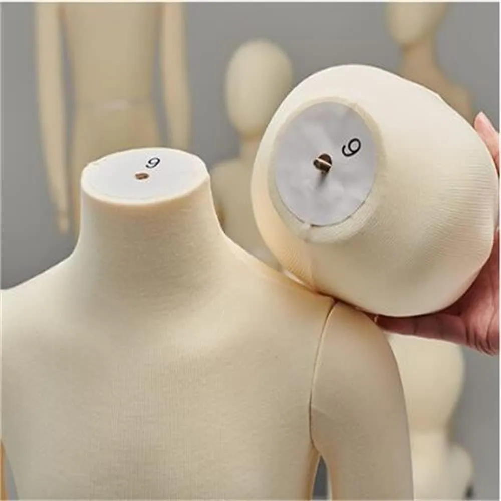 Female Tailors Dummy Mannequin Manikins with Flexible Arms & Legs, Tailors Dressmaker Dummy Manikin for 1-14 Years Old Kids, Removable Head with Stand
