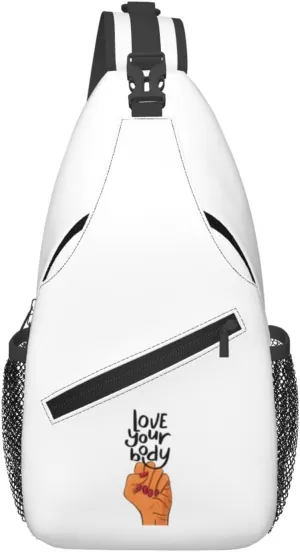 Feminist Love Your Body Crossbody Bags For Women Men Chest Backpack Gym Shoulder Bag Travel Outdoor Sports Casual Crossbody Bags