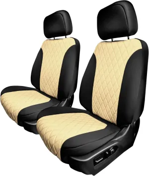 FH Group Custom Fit Seat Covers for 2019-20 2022-2023 GMC Sierra 1500 2500HD 3500HD SLT AT4 Denali with Neoprene Water Resistant Automotive Seat Covers - Front Set Beige