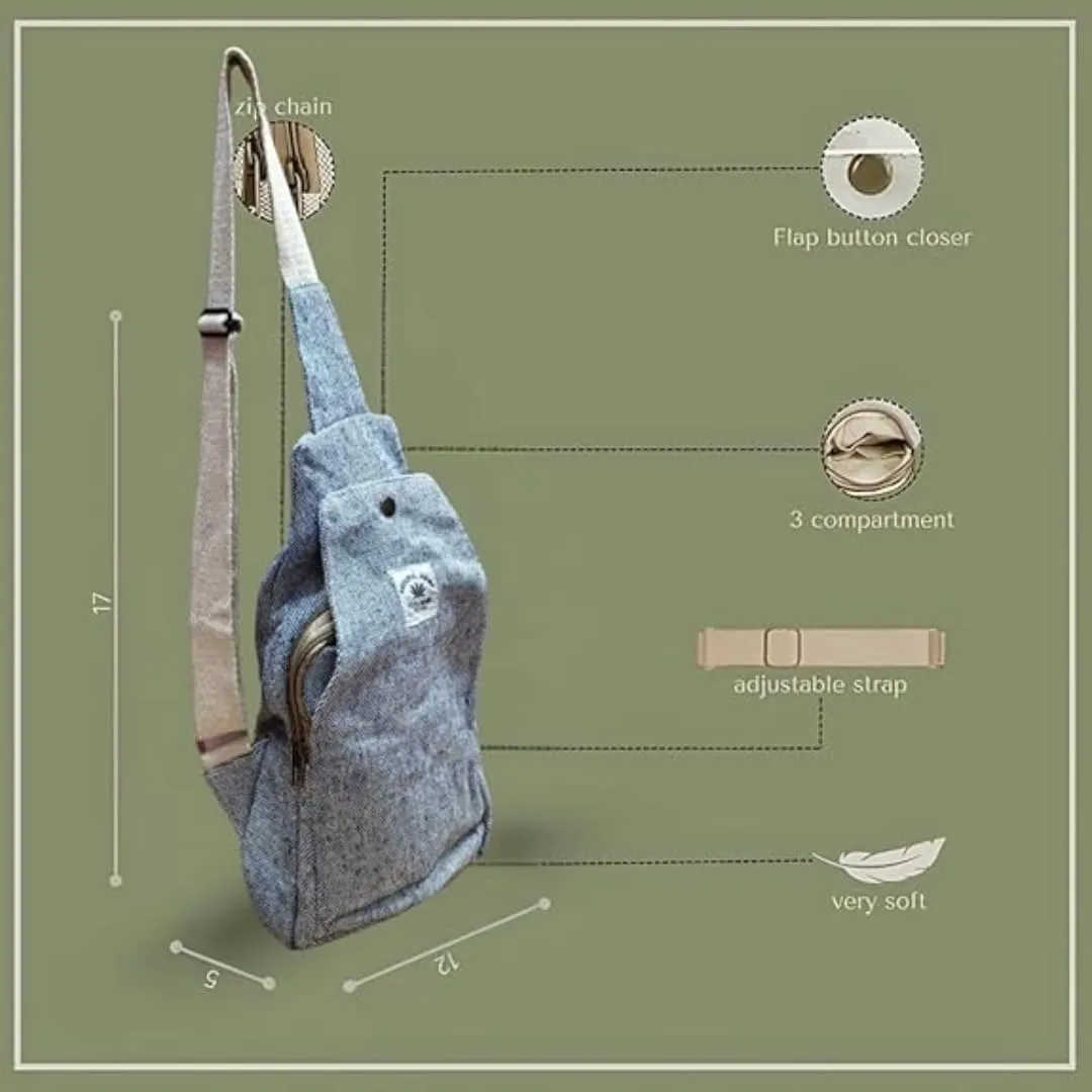 FIBERGOLD Hemp Shoulder Bag | Handmade Travel Bag with Passport Holder and Money Pouch | Durable Hemp Crossbody Bag