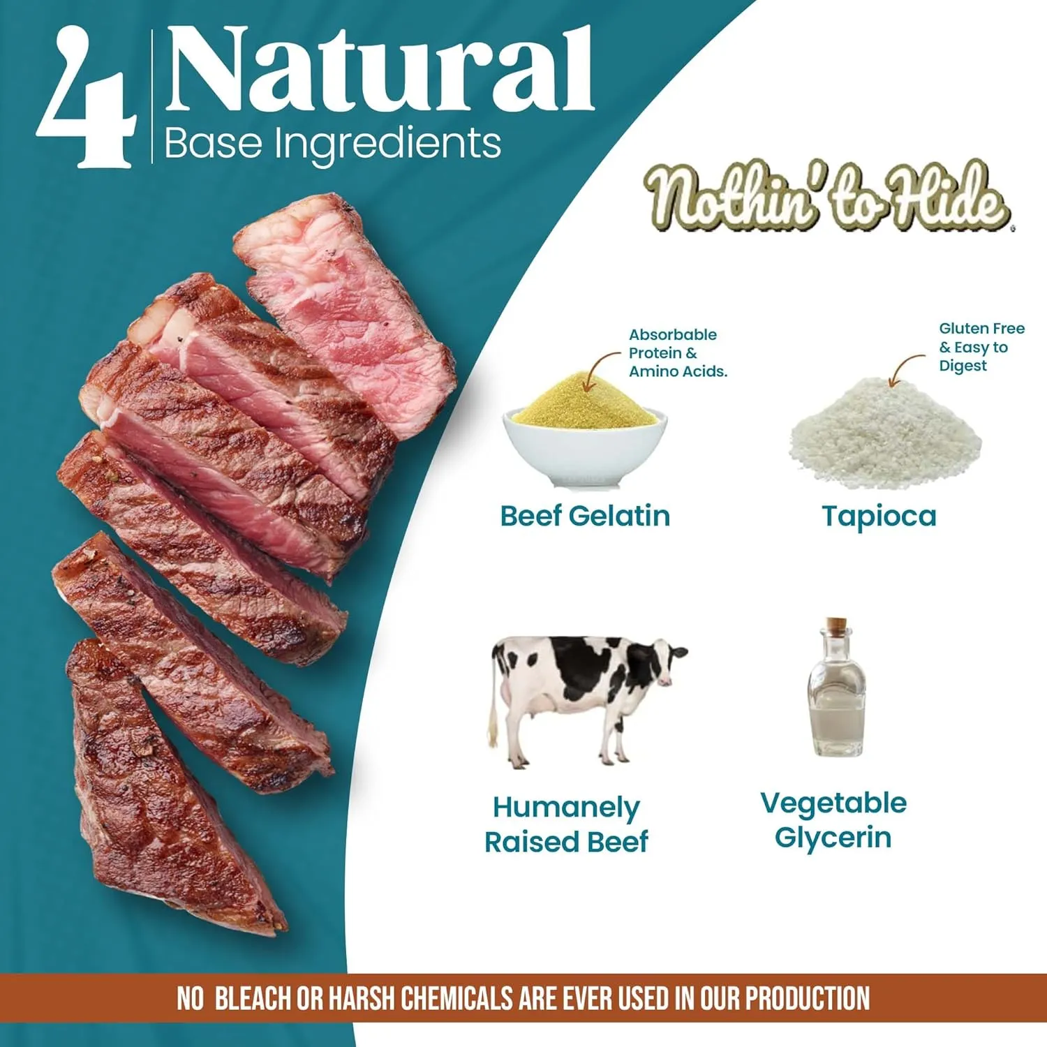 Fieldcrest Farms Nothin to Hide Flip Chips Dog Chews - Natural Rawhide Alternative Treats for Dogs, Collagen Based Snack for Moderate Chewers Up to 35lbs, Beef Flavor - 2 Packs (16 Chips)