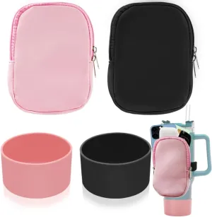 findTop 2 PCS Silicone Boot for Cup & 2 PCS Water Bottle Pouch, 20/30/40oz Water Cup Accessories for Running, Fitness, Sports