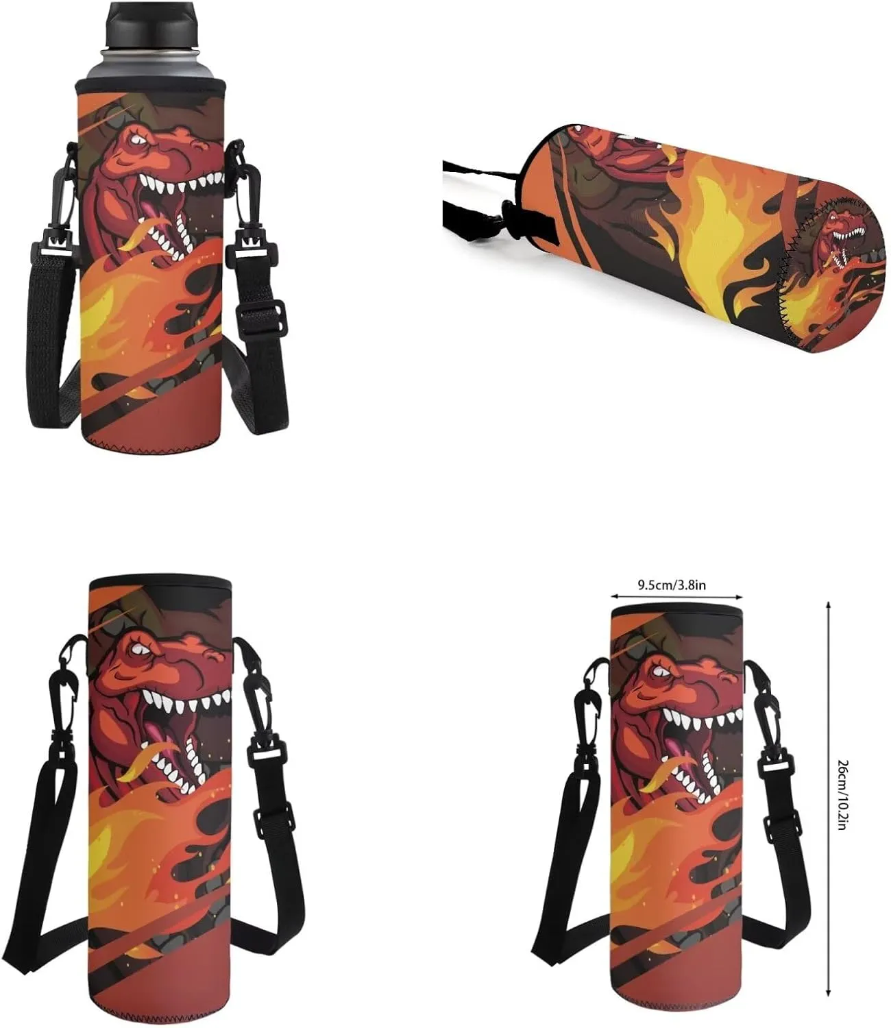 Fire Dinosaur Bookbags for 6th Grade Boys School Bag 4-in-1 Elementary Backpack for Boys with Bottle Pocket Lunch Box and Pencil Case Casual Daypack Backpacks for Teenager