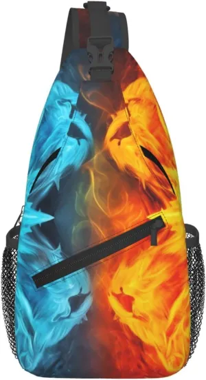 Fire vs ice art Sling Bag for Men Women Crossbody Chest Bag Sling Backpack Travel Hiking Daypack Outdoor