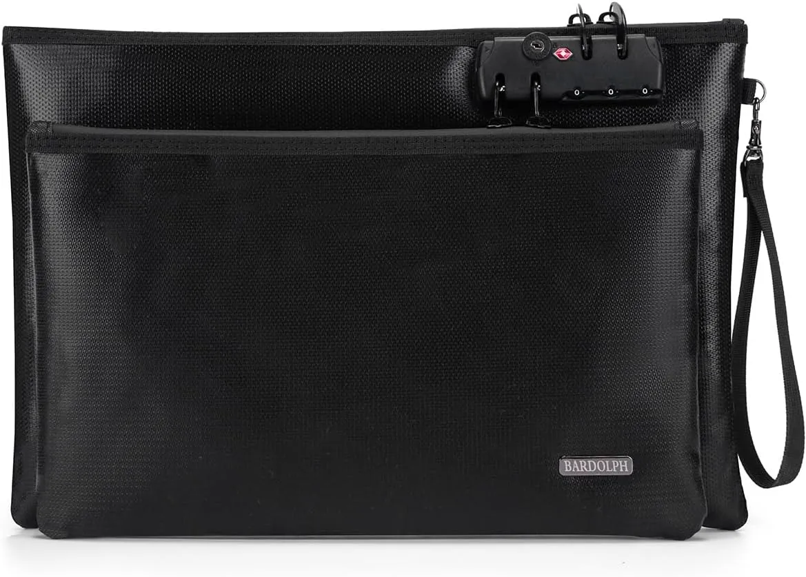 Fireproof Document Bag, Fireproof Money Bag with Lock and Zipper for Cash, FireproofBag Money Pouch, Fire Safe CashBag BankerBag, Notary Supplies (14.2"x10.2")