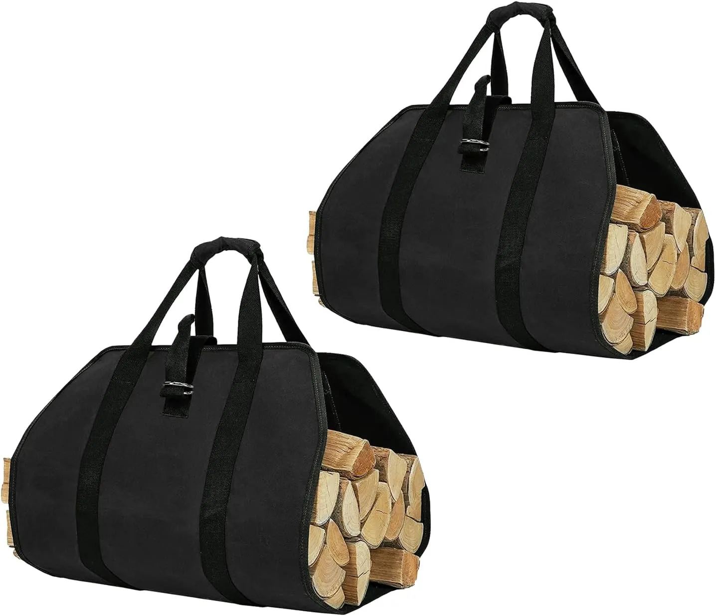 Firewood Carrier Bag, Log Carrier Bag for Wood, Outdoor Camping Canvas Bags, Log Storage for Fireplaces, Logs Stove Accessories, Water Resistant Tote Bag with Handles for Camping Trip (2)