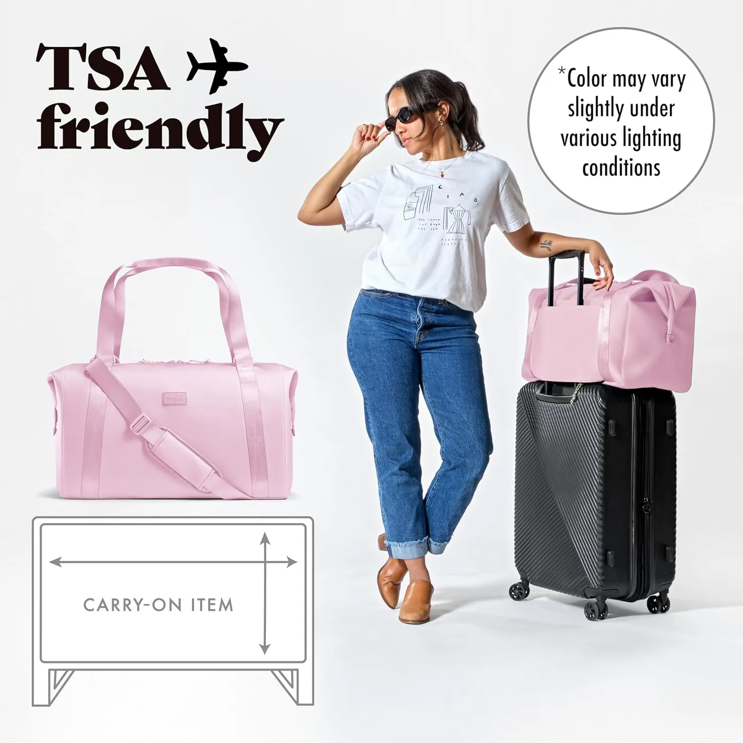 Fit & Fresh Premium Neoprene Weekender Bag With Trolley Sleeve - Large Overnight, Carry-on, Duffel, Gym, and Hospital Bag for Labor & Delivery