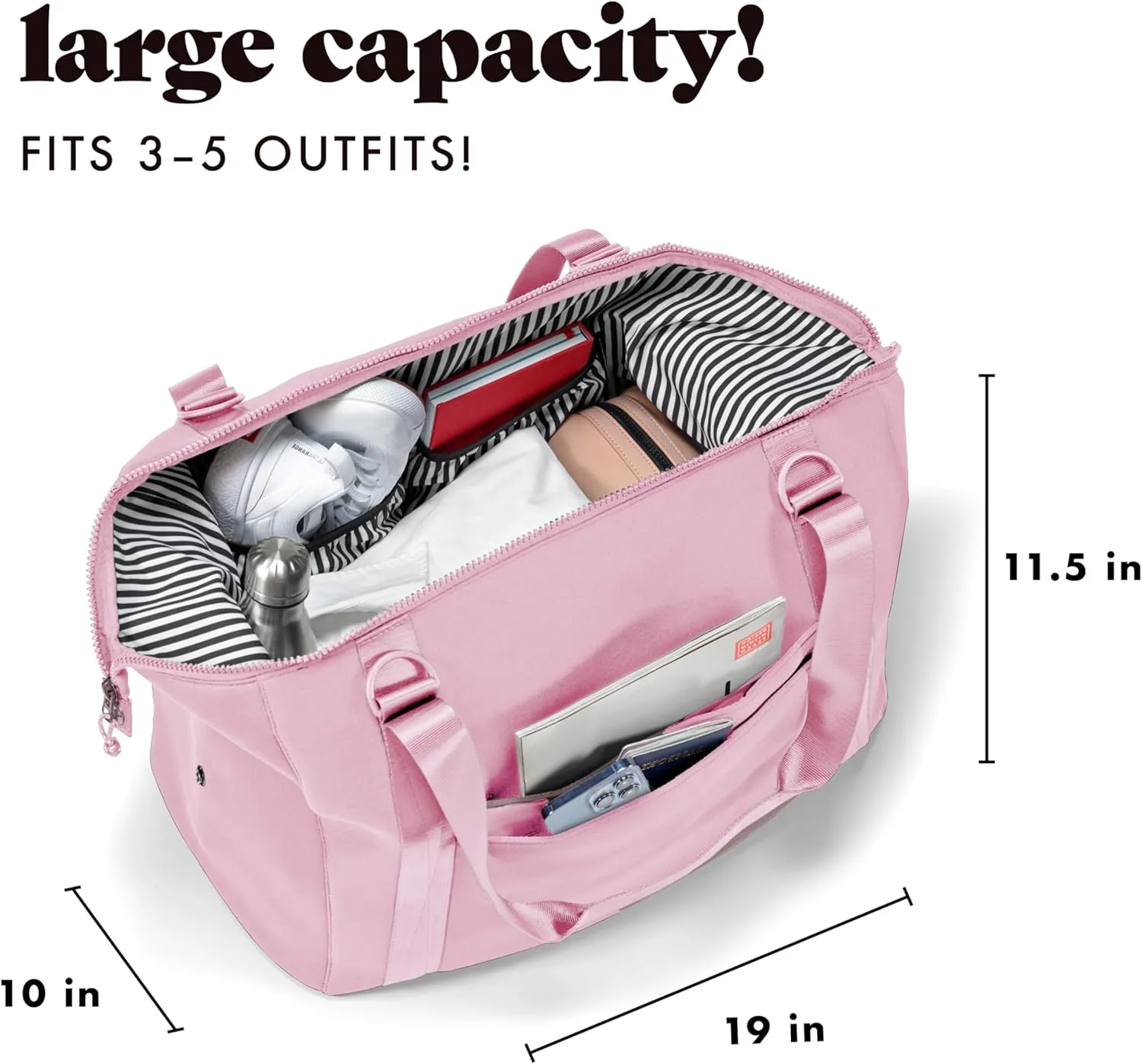 Fit & Fresh Premium Neoprene Weekender Bag With Trolley Sleeve - Large Overnight, Carry-on, Duffel, Gym, and Hospital Bag for Labor & Delivery