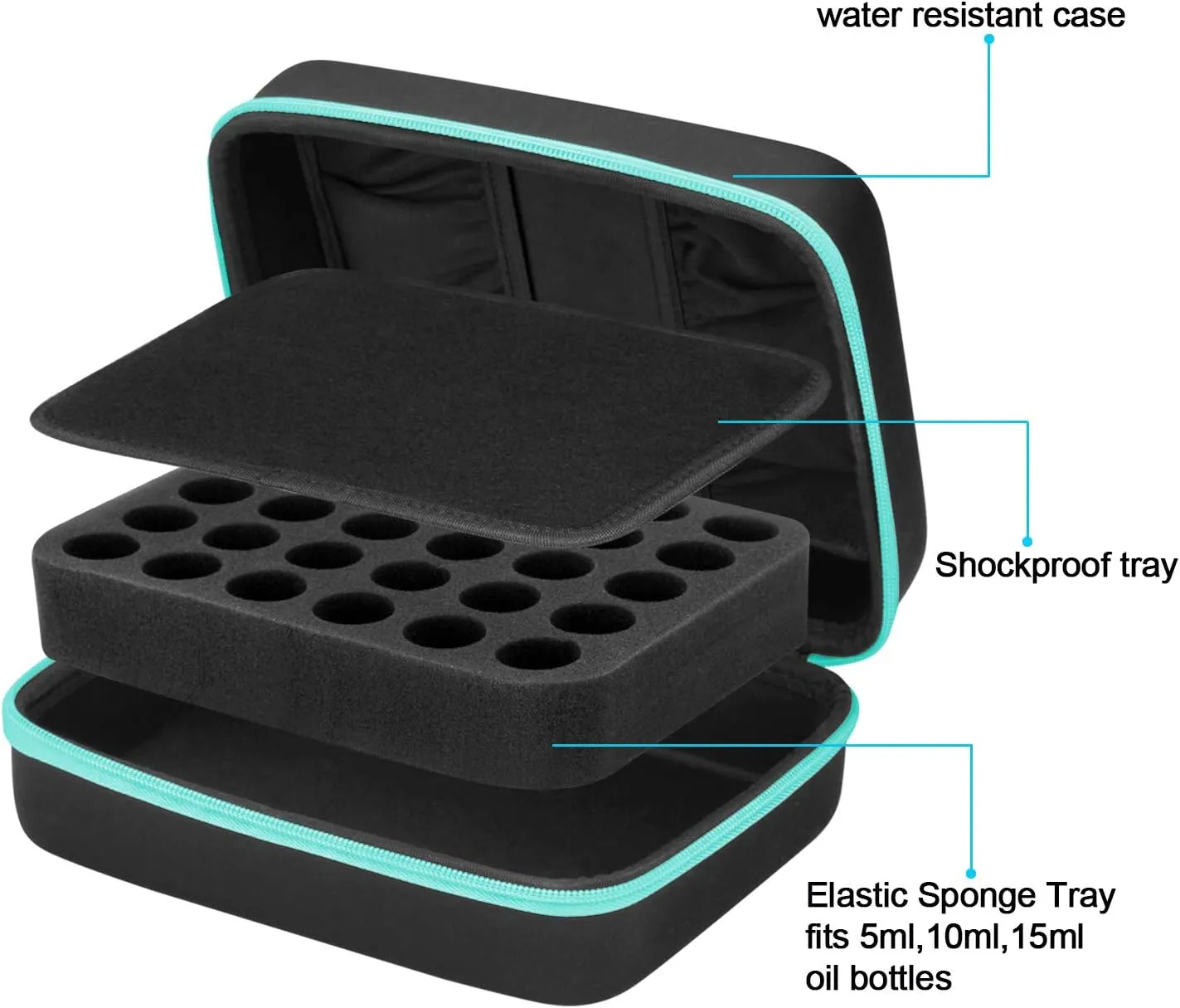FITNATE Essential Oils Storage, Essential Oils Carrying Case for 30 Bottles, Hold Up to 5ml,10ml, 15 ml Essential Oils with Bottle Opener, Bottle Cap Labels,(Sky Blue)