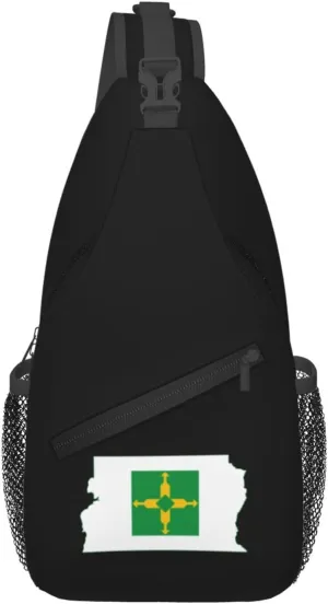 Flag Map of Brazilian Federal District Crossbody Bags For Women Men Chest Backpack Gym Shoulder Bag Travel Outdoor Sports Casual Crossbody Bags