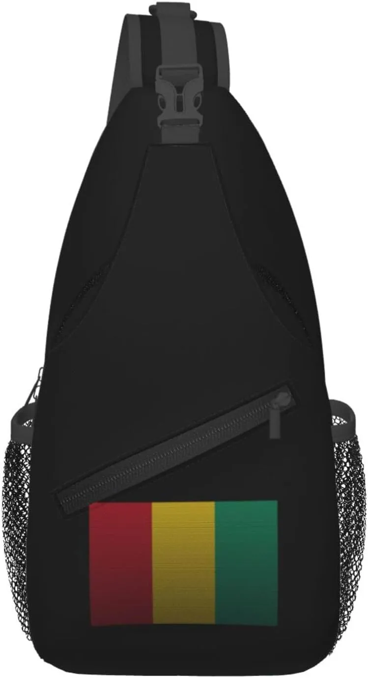 Flag Of Guinea Knitting Effect Crossbody Bags For Women Men Chest Backpack Gym Shoulder Bag Travel Outdoor Sports Casual Crossbody Bags