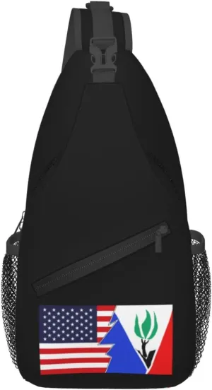 Flag Of Hazelwood, Missouri And America Crossbody Bags For Women Men Chest Backpack Gym Shoulder Bag Travel Outdoor Sports Casual Crossbody Bags