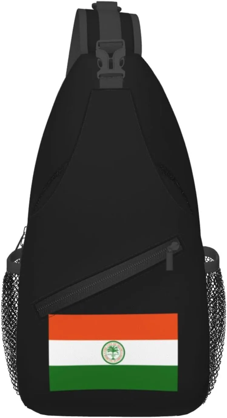 Flag of Miami Florida Crossbody Bags For Women Men Chest Backpack Gym Shoulder Bag Travel Outdoor Sports Casual Crossbody Bags