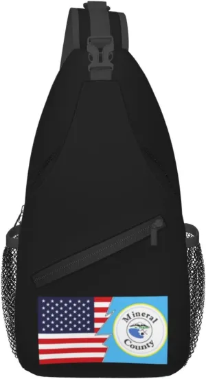 Flag Of Mineral County, Nevada And America Crossbody Bags For Women Men Chest Backpack Gym Shoulder Bag Travel Outdoor Sports Casual Crossbody Bags