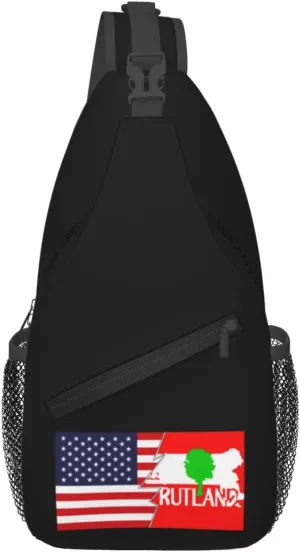 Flag Of Rutland, Massachusetts And America Crossbody Bags For Women Men Chest Backpack Gym Shoulder Bag Travel Outdoor Sports Casual Crossbody Bags