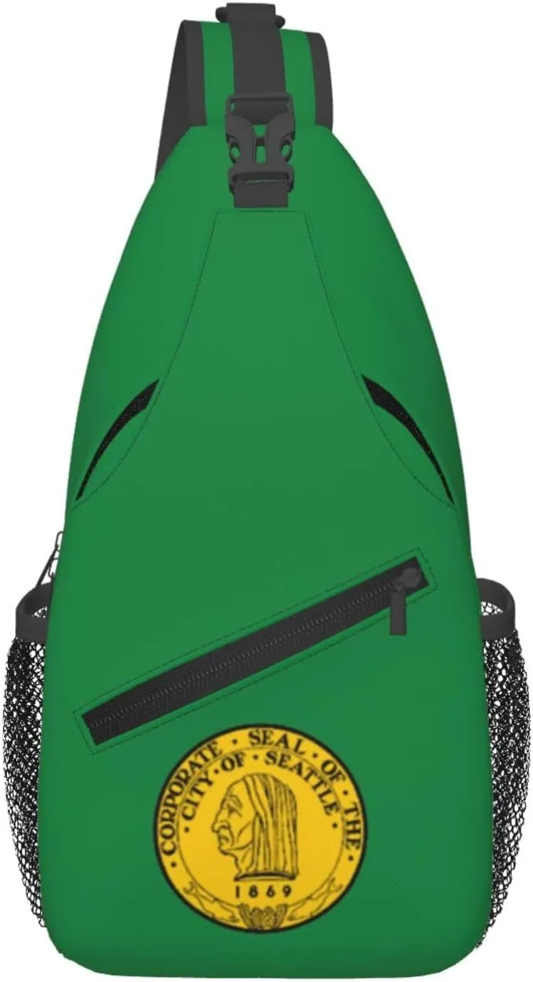 Flag Of Seattle, Washington (1943-1963) Crossbody Bags For Women Men Chest Backpack Gym Shoulder Bag Travel Outdoor Sports Casual Crossbody Bags