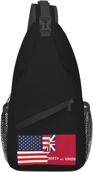 Flag Of Taunton, Massachusetts And America Crossbody Bags For Women Men Chest Backpack Gym Shoulder Bag Travel Outdoor Sports Casual Crossbody Bags