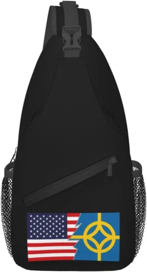 Flag Of West Plains, Missouri And America Crossbody Bags For Women Men Chest Backpack Gym Shoulder Bag Travel Outdoor Sports Casual Crossbody Bags