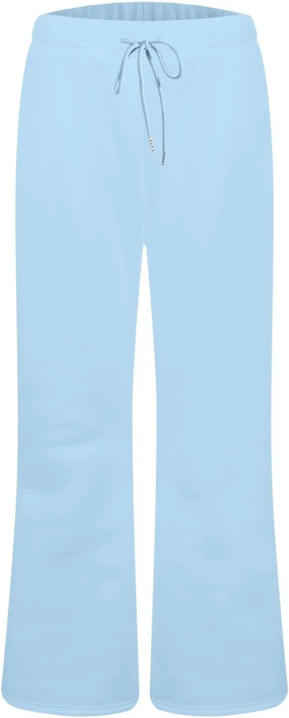 Flare Sweatpants Women Fleece Lined Comfy Warm Wide Leg Sweatpants Casual Soft Elastic High Waisted Flare Yoga Pants