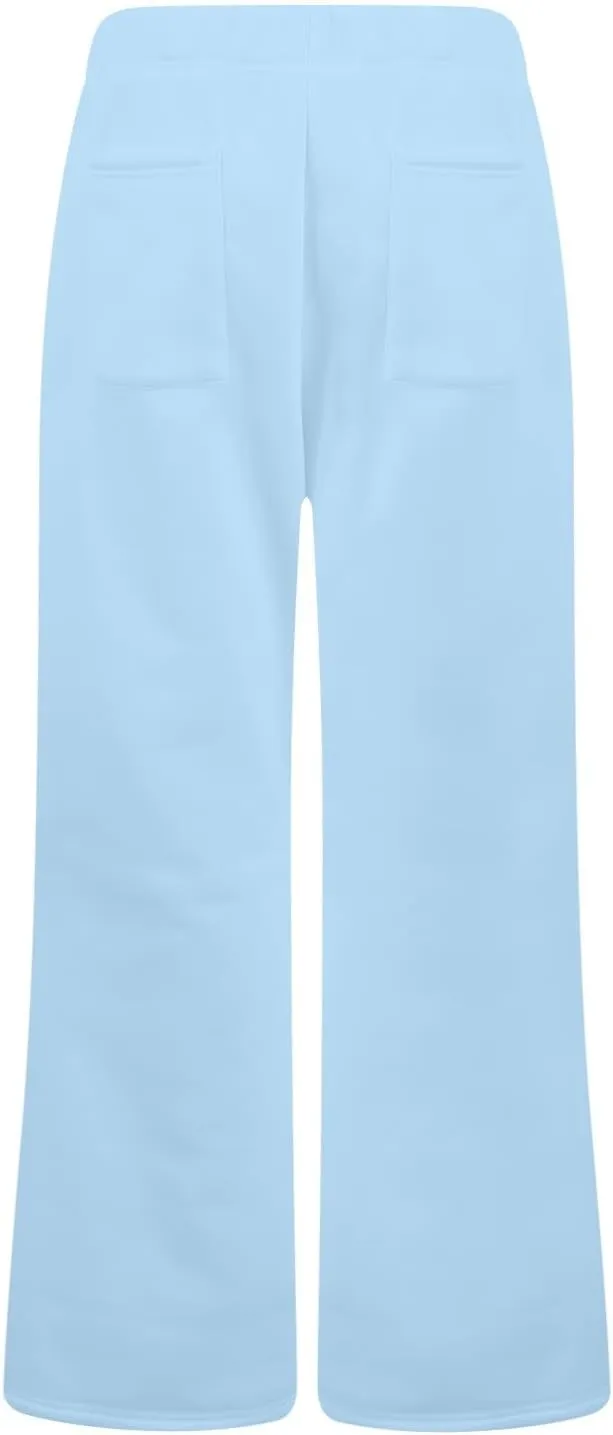 Flare Sweatpants Women Fleece Lined Comfy Warm Wide Leg Sweatpants Casual Soft Elastic High Waisted Flare Yoga Pants