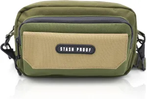 Flip Crossbody Bag in Green and Tan Sling Bag, Small Chest Bag Daypack Fanny Pack Cross Body Bag for Hiking Traveling Outdoors