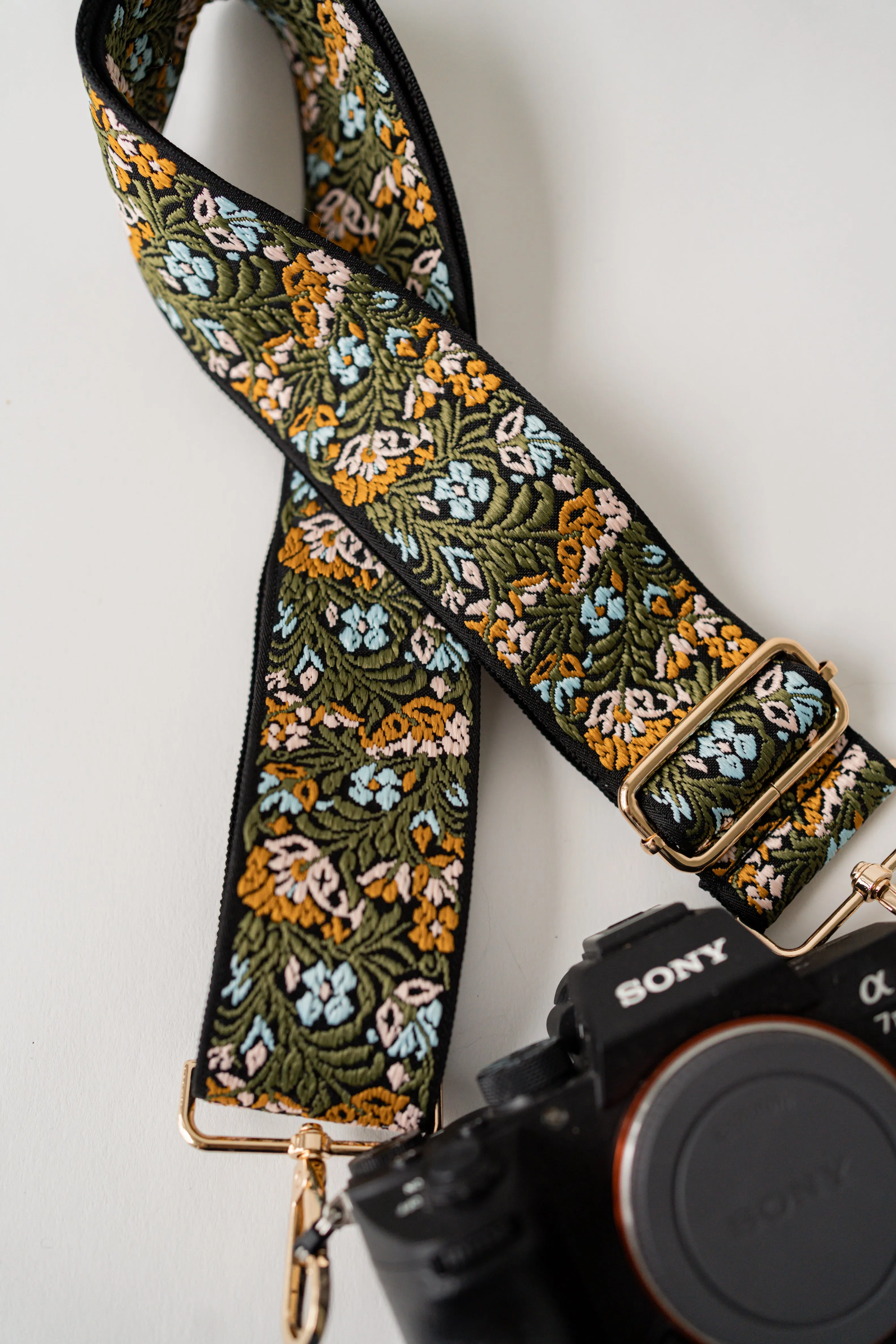 Floral Embroidered Crossbody Bag Strap