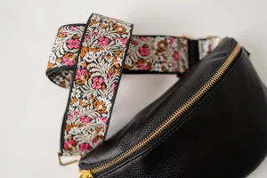 Floral Embroidered Crossbody Bag Strap