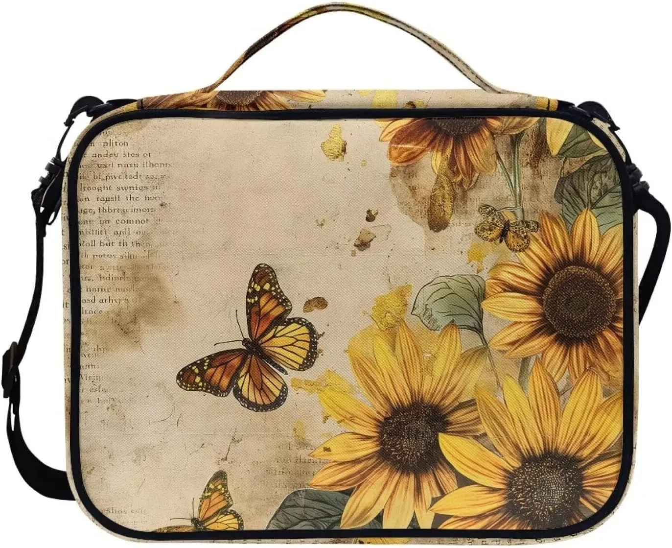 Floral Pattern Polyester Bible Case- Large Bible Cover for Women-Bible Book Cover with Shoulder Strap Zippered Pocket