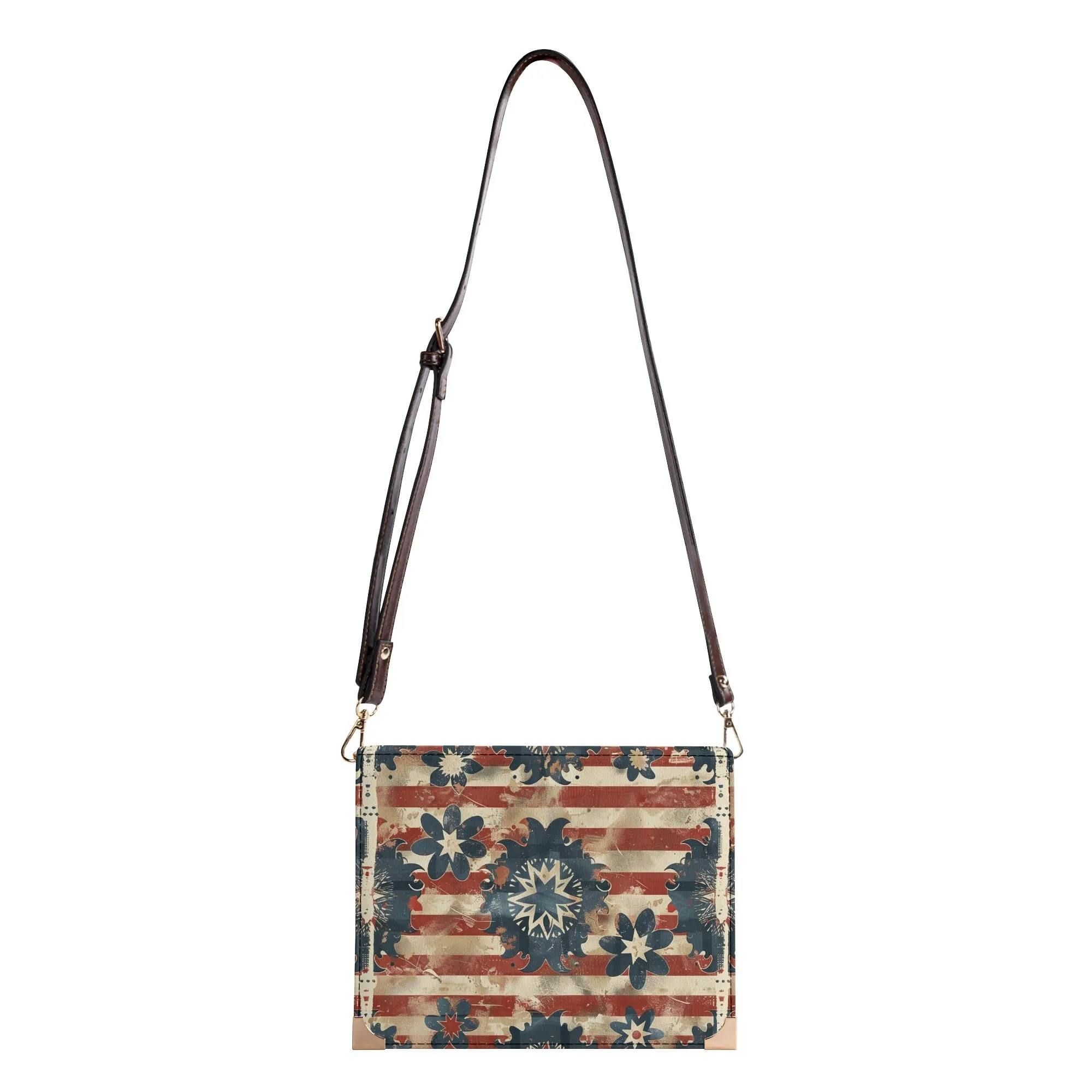 Floral Stars Bible Cover Purse – Patriotic Faith Crossbody Bag in Red White and Blue